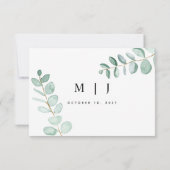 Carte de réponse de mariage minimaliste à verdure  (Dos)