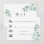 Carte de réponse de mariage minimaliste à verdure  (Devant / Derrière)
