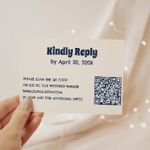 Carte de réponse de mariage minimaliste avec code