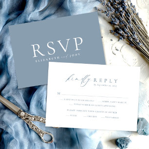 Carte de réponse de mariage minimaliste bleu pouss