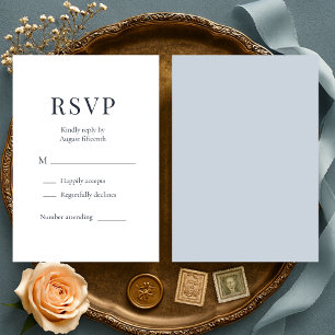 Carte de réponse de mariage minimaliste bleu pouss