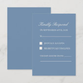 Carte de réponse de mariage minimaliste bleu pouss (Devant / Derrière)