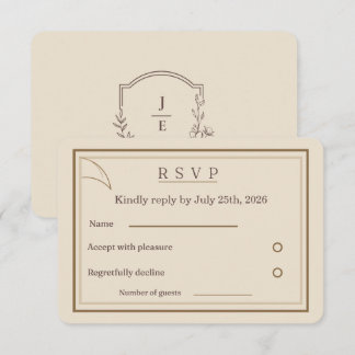 Carte de réponse de mariage minimaliste en ivoire