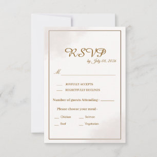 Carte de réponse de mariage minimaliste en or