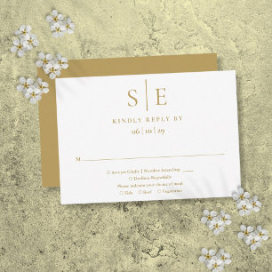 Carte de réponse de mariage minimaliste en or mode