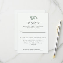 Carte de réponse de mariage minimaliste Eucalyptus