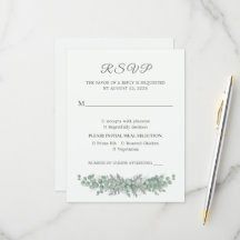 Carte de réponse de mariage minimaliste Eucalyptus