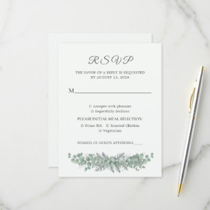 Carte de réponse de mariage minimaliste Eucalyptus