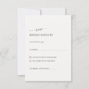 Carte de réponse de mariage minimaliste ivoire et