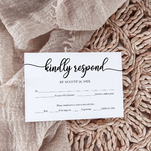 Carte de réponse de mariage minimaliste moderne