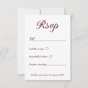 Carte de réponse de mariage minimaliste moderne ro