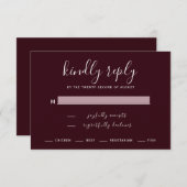 Carte de réponse de mariage Modern Plum (Devant / Derrière)