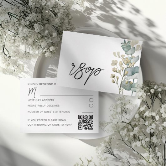 Carte de réponse de mariage moderne à motif botani
