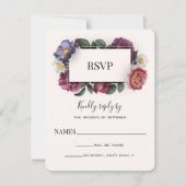 Carte de réponse de mariage moderne aux florales s (Devant)