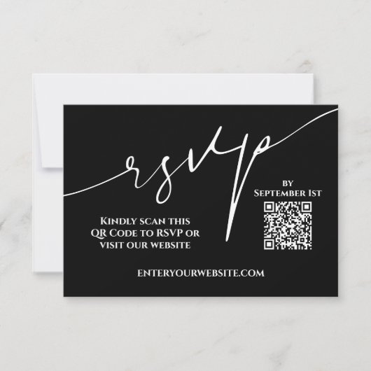 Carte de réponse de mariage moderne avec code QR n (Devant)