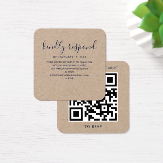 Carte de réponse de mariage moderne avec code QR R (Bureau)