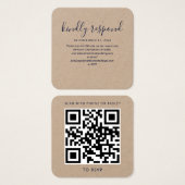 Carte de réponse de mariage moderne avec code QR R (Devant & derrière)