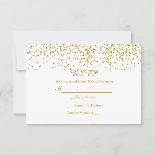 Carte de réponse de mariage moderne avec confettis (Devant)