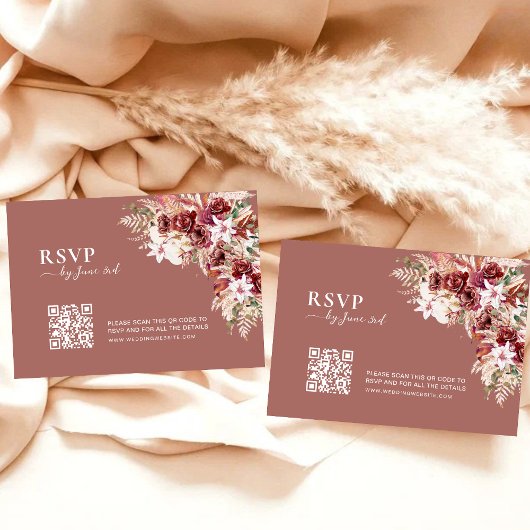 Carte de réponse de mariage moderne avec QR code r