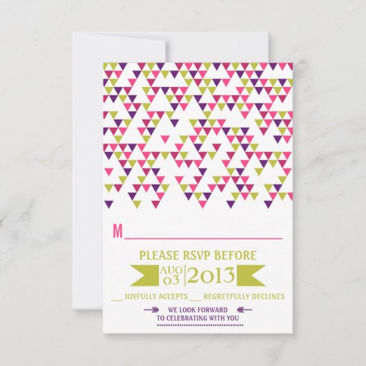 Carte de réponse de mariage moderne avec triangles (Devant)