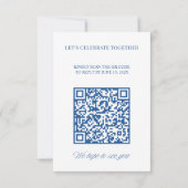 Carte de réponse de mariage moderne bleu et blanc (Dos)