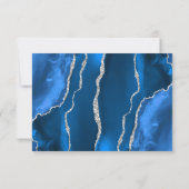 Carte de réponse de mariage moderne bleu royal et (Dos)