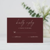 Carte de réponse de mariage moderne Bourgogne | Mi (Debout devant)