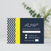 Carte de réponse de mariage moderne Chevron bleu m (Debout devant)