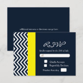 Carte de réponse de mariage moderne Chevron bleu m (Devant / Derrière)