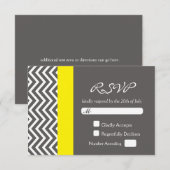 Carte de réponse de mariage moderne Chevron gris e (Devant / Derrière)