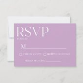 Carte de réponse de mariage moderne classique lila (Devant)