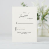 Carte de réponse de mariage moderne Cream Black Te (Debout devant)