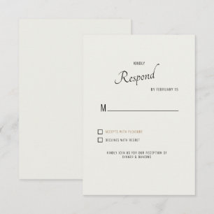 Carte de réponse de mariage moderne Cream Black Te