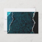 Carte de réponse de mariage moderne en agate bleu (Dos)