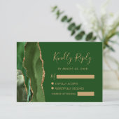 Carte de réponse de mariage moderne en agate verte (Debout devant)