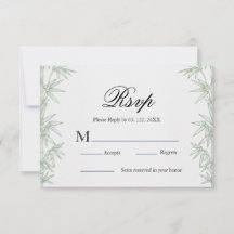 Carte de réponse de mariage moderne en bambou et v