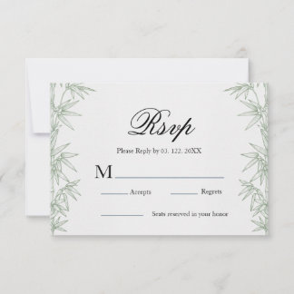 Carte de réponse de mariage moderne en bambou et v