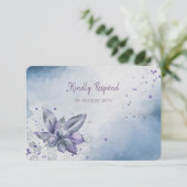 Carte de réponse de mariage moderne florale violet (Debout devant)