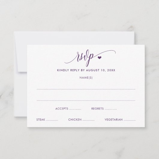 Carte de réponse de mariage moderne fun prune / vi (Devant)