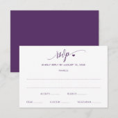 Carte de réponse de mariage moderne fun prune / vi (Devant / Derrière)