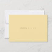 Carte de réponse de mariage moderne jaune beurre é (Dos)