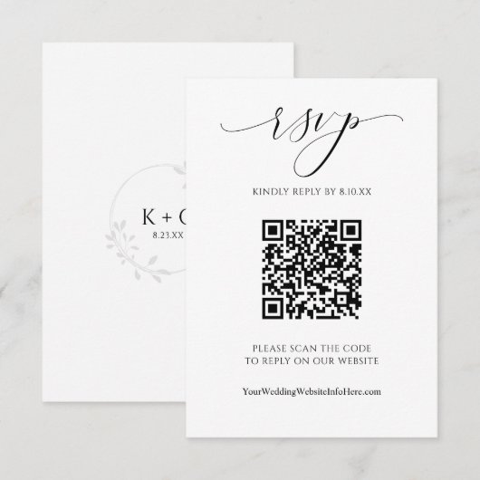 Carte de réponse de mariage moderne luxe élégant é (Devant / Derrière)
