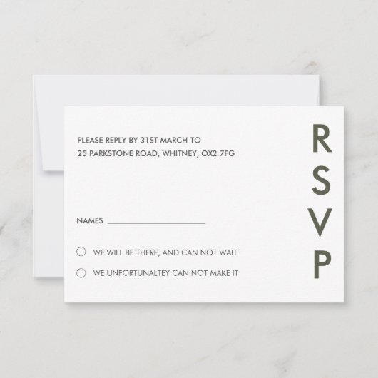 Carte de réponse de mariage moderne minimale coule (Devant)