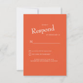 Carte de réponse de mariage moderne orange texte b (Devant)