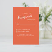 Carte de réponse de mariage moderne orange texte b (Debout devant)