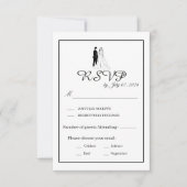 Carte de réponse de mariage monochrome minimal (Devant)