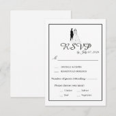Carte de réponse de mariage monochrome minimal (Devant / Derrière)