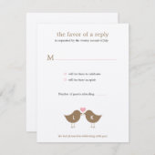 Carte de réponse de mariage Monogram Birds - Latte (Devant / Derrière)