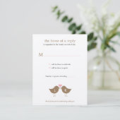 Carte de réponse de mariage Monogram Birds - Latte (Debout devant)
