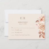 Carte de réponse de mariage Monogramme Beige Rosé (Devant)